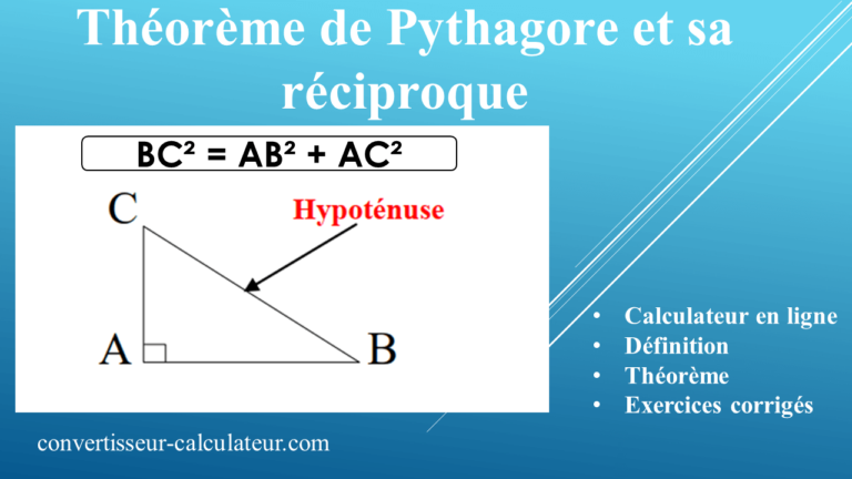 Calcul du théorème de Pythagore et sa réciproque en ligne