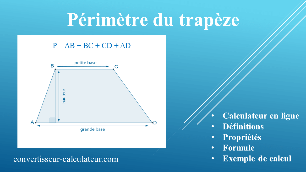 Calcul Perimetre Triangle Calculer le périmètre du trapèze en ligne - Calculateur N°1