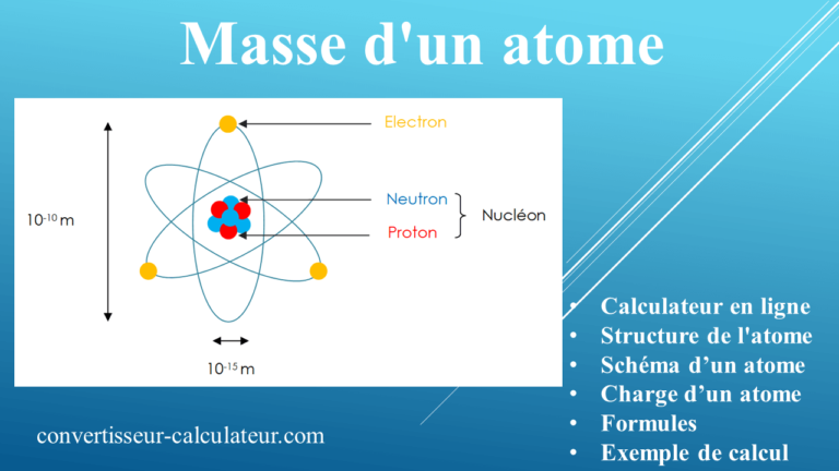Calcul de la masse d'un atome en ligne
