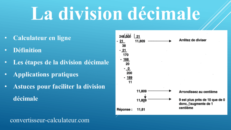 La division décimale : Calculateur, étapes et astuces
